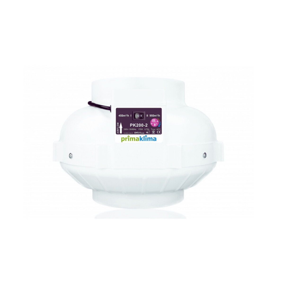 Extracteur d'air Prima Klima PK200-2 vitesses et 200mm de diamètre