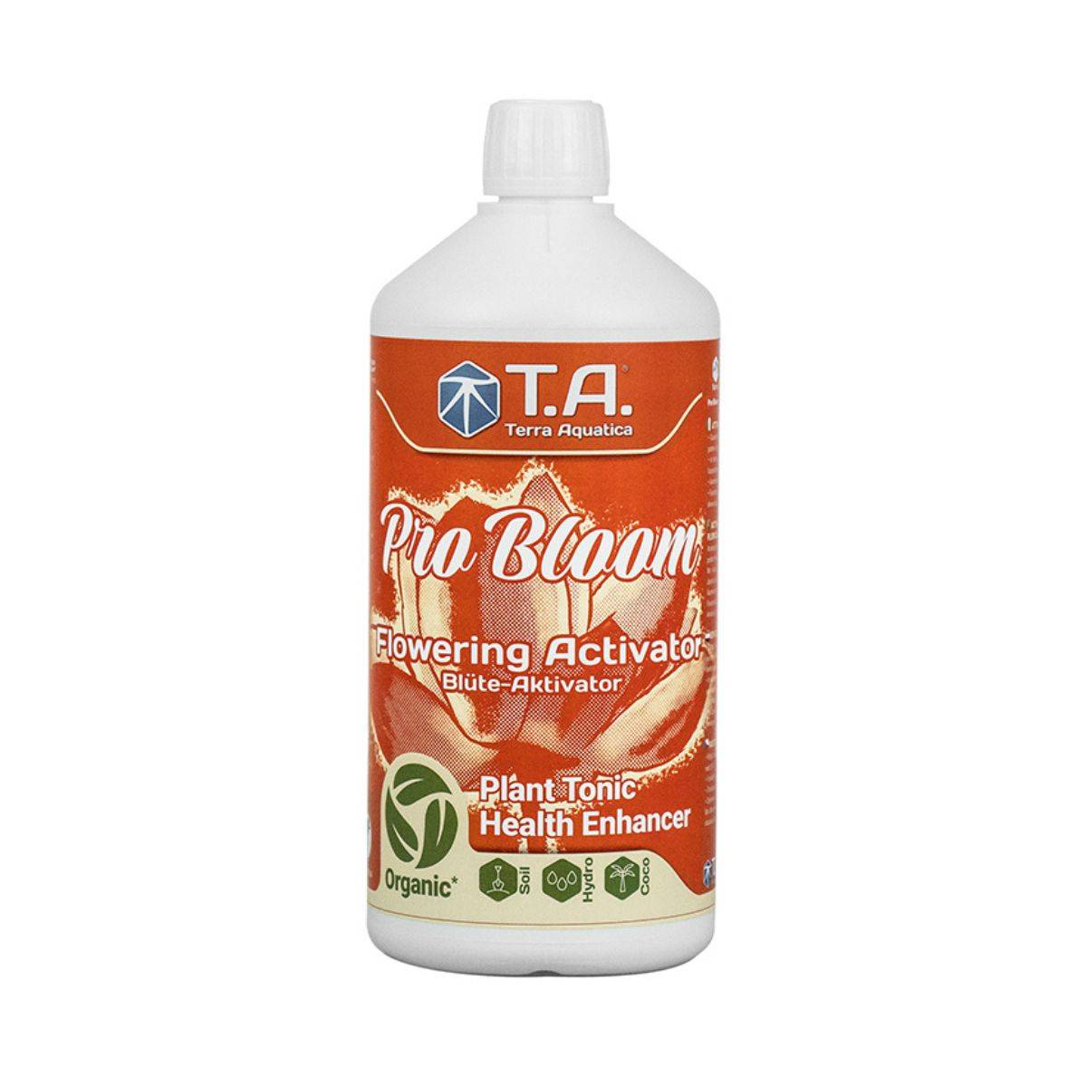 Une bouteille de 1 litre de Terra Aquatica pro bloom, un stimulateur de floraison puissant