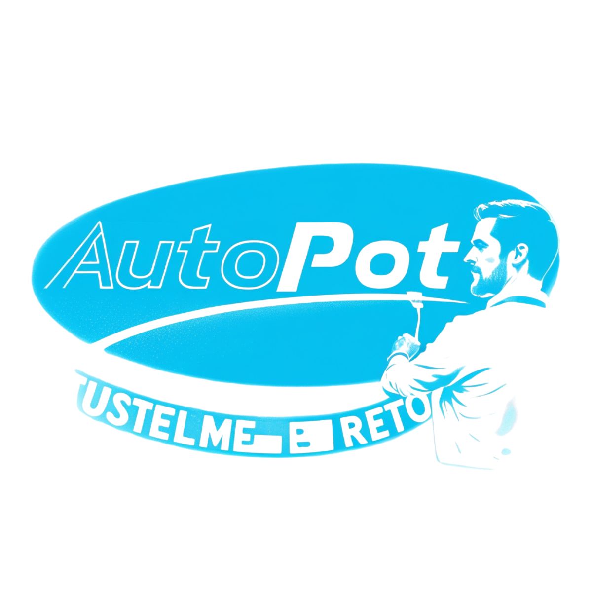 Un homme qui nettoie le logo des kits Autopot