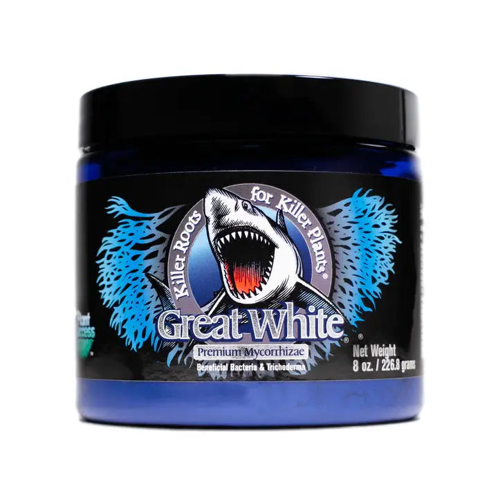 Boite de 226,8 grammes de champignons bénéfiques pour plantes la marque Great White Mycorrhizae