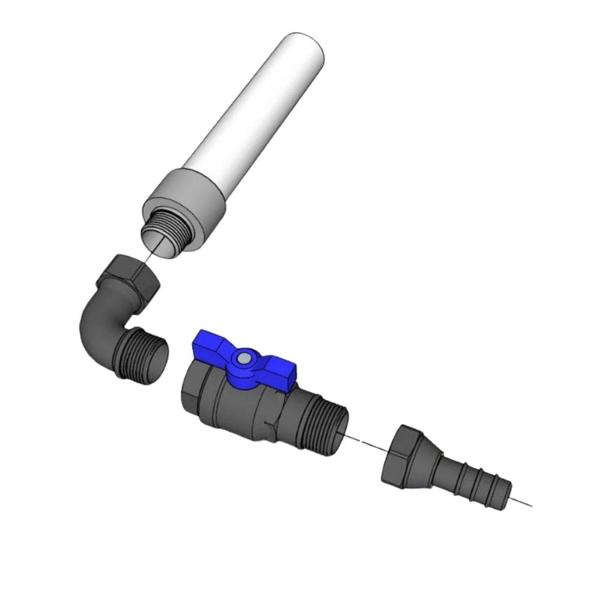Raccord coudé avec vanne 32x16mm pour système hydroponique Growrilla